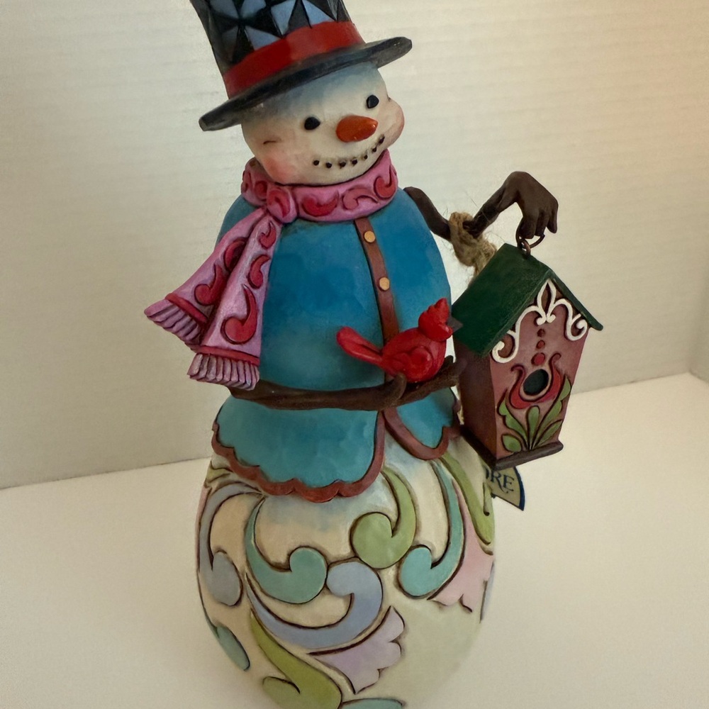 Jim Shore “Happy Winter” Snowman with Birdhouse Figurine
